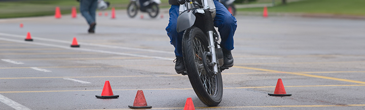 motorcycle bike training with orange cones